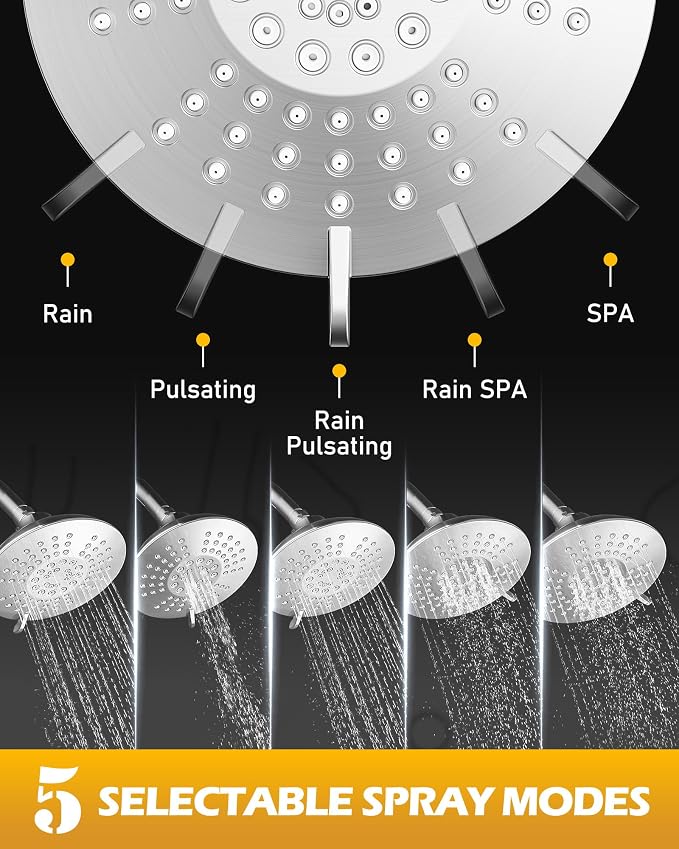 WOWOW Brushed Nickel Shower Tub Kit Brass Shower Faucet Set with Tub Spout and 6-Inch Rain Shower Head, Single Handle Tub and Shower Trim Kit, Shower Valve Include - Image 4