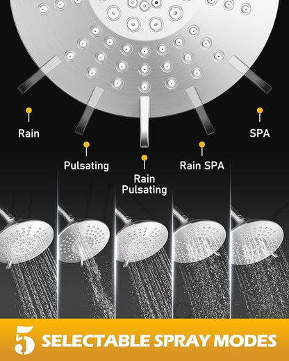 WOWOW Brushed Nickel Shower Tub Kit Brass Shower Faucet Set with Tub Spout and 6-Inch Rain Shower Head, Single Handle Tub and Shower Trim Kit, Shower Valve Include - Image 4
