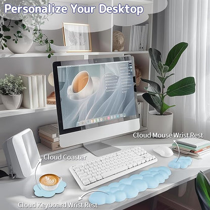 Sushret Cloud Wrist Rest Keyboard, Cloud Keyboard Wrist Pad Set - Image 2