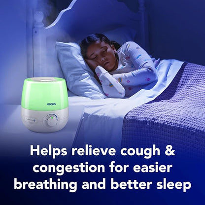 Vicks NaturalCare Cool Mist Ultrasonic Humidifier, Small Room Humidifier for Bedroom, Diffuser with Nighttime Light, Works with Vicks VapoPads, White - Image 7