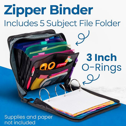 Case-it Mighty Zip Tab Zipper Binder, Expanding File Folder and Shoulder Strap - Image 2
