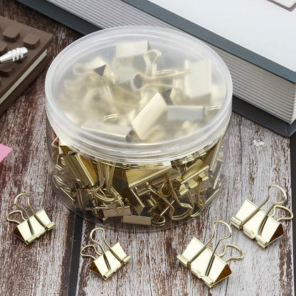 TecUnite 150 Pcs Binder Clips Assorted Sizes Gold Paper Clamps Clips Large - Image 7