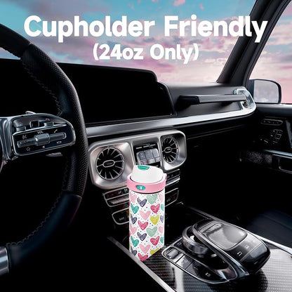 24 oz Valentine's Day Water Bottle: Meoky Stainless Steel Water Bottle with Straw and Spout Lid - Leak Proof, Cold for 24 Hours, Fits in Car Cup Holder, Valentines Day Gifts for Him Men Husband, Heart - Image 6