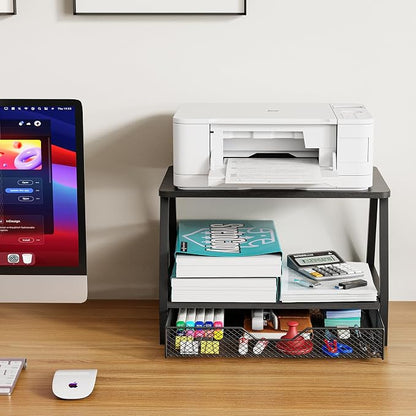2-Tier Printer Stand with Storage, Desktop Organizer - Image 2