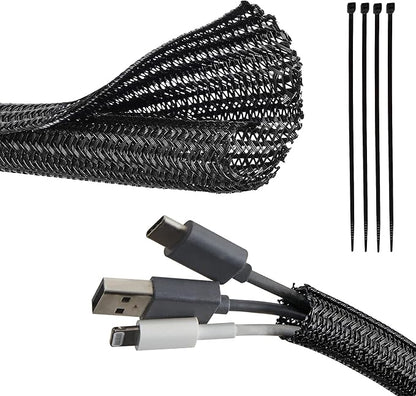 RED WOLF Cable Sleeves Cord Management Braided Wire Loom Split Sleeving 3/8 by REDWOLF