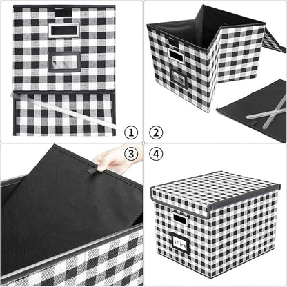 File Organizer Box with Lid, Collapsible File Folder Organizer - Image 6