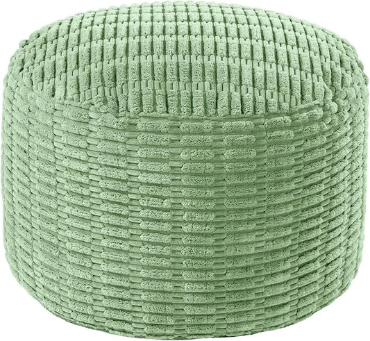HOMBYS Unstuffed Ottoman Pouf Cover, Round Faux Fur Foot Stool, Fuzzy Chair by HOMBYS
