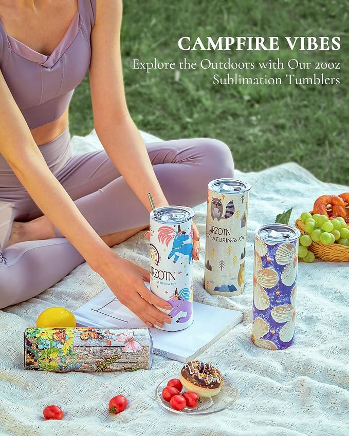 8 Pack 20oz Sublimation Tumbler Blanks Skinny Straight in Bulk, Stainless Steel Insulated Sublimation Tumbler with Polymer Coating for Heat Transfer, With Lid, Straw, ribbon, Gift box - Image 5