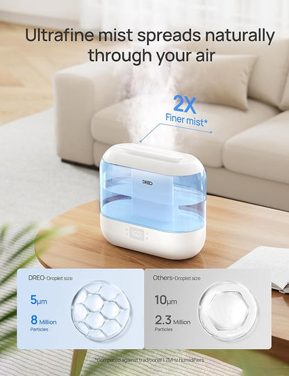 Dreo Smart Humidifiers for Bedroom-Filter Included,Top Fill 4L Humidifier Large Room with 28 dB, 36H Runtime, Touch/APP/Voice Control, Nightlight, Cool Mist Humidifiers for Baby, Plants, Indoor, Blue - Image 7