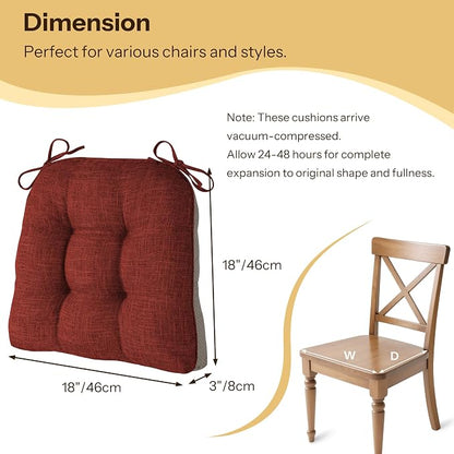 Chair Cushions for Dining Chairs 2 Pack, Rust | Non-Slip, - Image 2