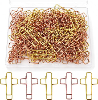 210 Pack Cross Paper Clips, Metal Cross Shaped Bookmarks by Unknown