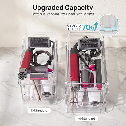 Vtopmart 2 Pack Larger Plastic Bathroom Under Sink Pull-Out Organizer - Image 3