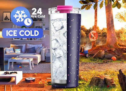 Meoky 24 oz Travel Coffee Mug with Leak-proof Lid, Stainless Steel Insulated Coffee Tumbler, Keeps Hot for 8 Hours or Cold for 24 Hours, Fits in Car Cup Holder (Plum Stardust) - Image 4
