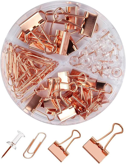 Paper Clips and Binder Clips Set, Metal Assorted Sized Binders by CREECHWA