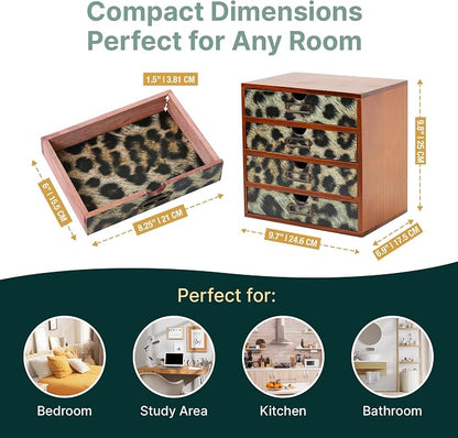 Classic Leopard Print Wooden Desk Organizer - Image 2