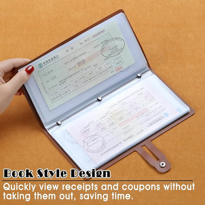 Leather Receipt Organizer, Portable Receipt Holder - Image 4