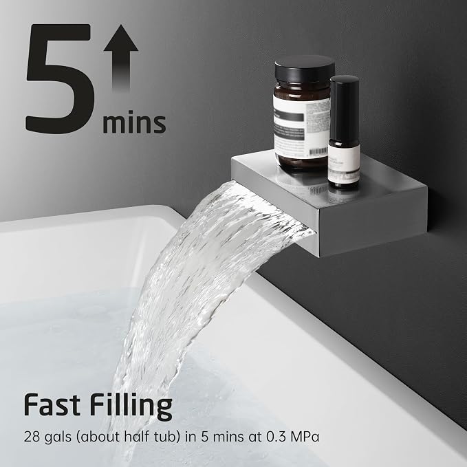 KES Bathtub Shower Faucet Set with Waterfall Tub Spout Shower System 3-Function Shower Faucets Sets Complete with 10 Inch Rain Shower Head, XB6305F18-BN - Image 5