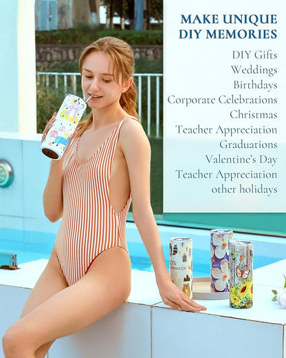 8 Pack 20oz Sublimation Tumbler Blanks Skinny Straight in Bulk, Stainless Steel Insulated Sublimation Tumbler with Polymer Coating for Heat Transfer, With Lid, Straw, ribbon, Gift box - Image 6