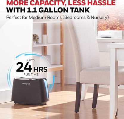 Honeywell Cool Moisture Humidifier For Bedroom, Medium Rooms, 1.1 Gallon, Invisible Moisture Humidifier for Baby, Kids, Quiet, Easy to Clean, UV Technology, Black, HCM350B - Image 7