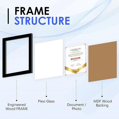 FIXSMITH 8.5x11 Diploma Frame, 6 Pack Black Picture Frames - Image 3
