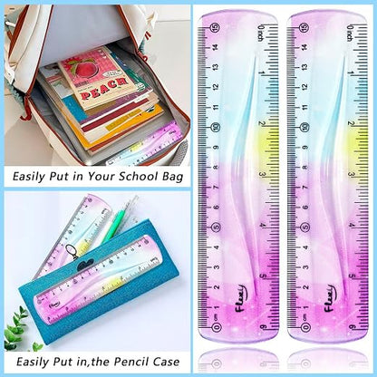 4 PCS 6 Inch Flexible Ruler, Bendable Plastic Ruler, Soft Bendable Gradient - Image 4