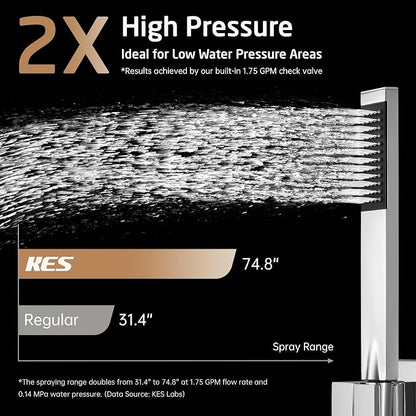 KES Chrome Shower System with Tub Spout Bath Shower Faucet Set 10 Inch Rain Shower with Handheld Spray Pressure Balance, XB6305F18-CH - Image 3