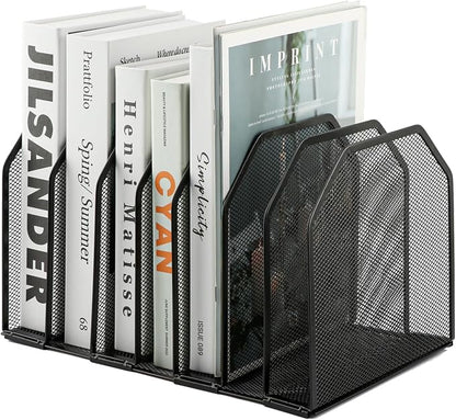 7-Section Vertical Mesh File Sorter, Metal Paper Holder by Unknown