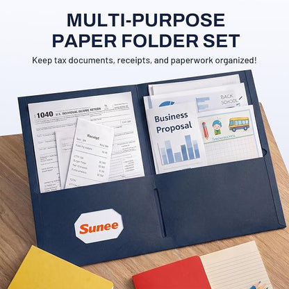 SUNEE Two Pocket Folders, 100 Pack File Folders - Image 2
