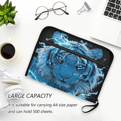 Blue Lighting Tiger Accordion File Organizer Expanding Document Folder - Image 6