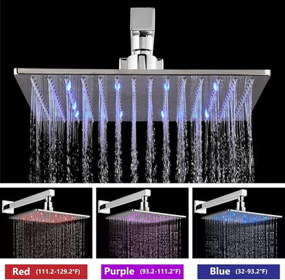 Aolemi Shower Faucet Set with Handheld Spray High Pressure Shower System Shower Faucets Sets Complete Rough-in Valve and Shower Trim Kit Wall Mount Rainfall 10 Inch LED Shower Head Polish Chrome - Image 2