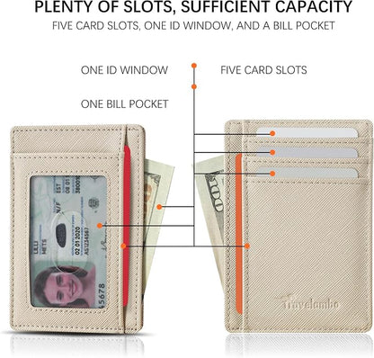 Travelambo Slim Wallet Front Pocket Minimalist Leather RFID Blocking Medium Size - Image 6