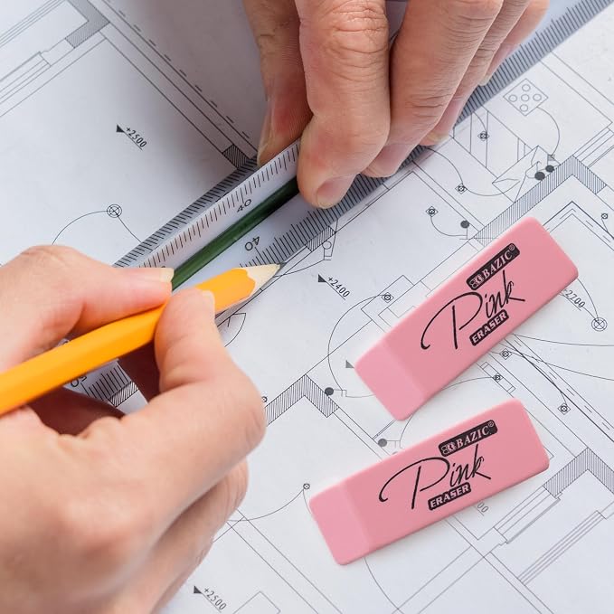 BAZIC Products Pink Bevel Block Erasers - Image 5
