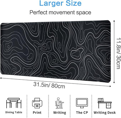 Gaming Mouse Pad Large 31.5 x 11.8in Topographic Keyboard Mousepad - Image 6