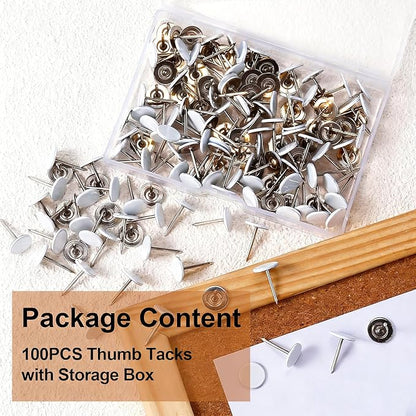 White Heavy Duty Thumb Tacks, Extra Long Push Pins - Image 5