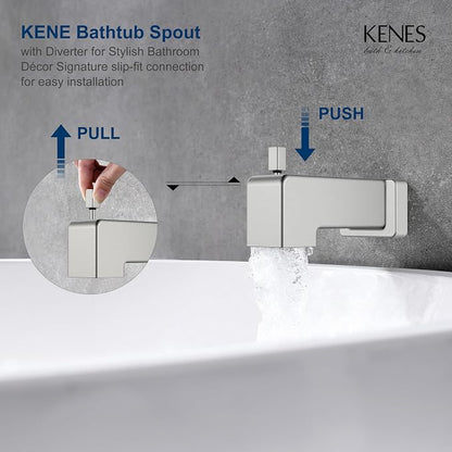 KENES Brushed Nickel Tub Shower Faucet Set Complete, Tub and Shower Trim Kit with 10-Inch Rain Shower Head, Square Shower System, KE-6024A (Shower Valve Included) - Image 8