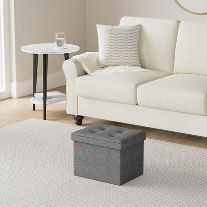SONGMICS Small Folding Storage Ottoman, Foot Rest Stool, Cube Footrest - Image 2