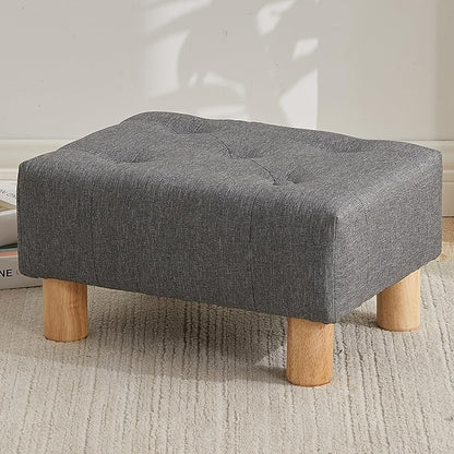 Small Foot Stool Ottoman, Linen Footstool Ottoman Foot Rest by FIMIVIBI