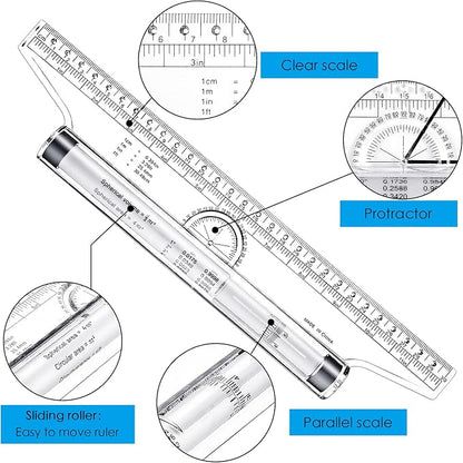 Frienda 2 Pieces Plastic Measuring Rolling Ruler Drawing Parallel - Image 2