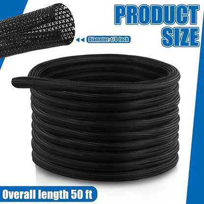 Pangda 50ft Split Wire Loom Tubing Flame Retardant Braided Cable Sleeve Split - Image 3