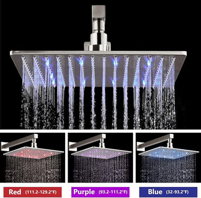 Aolemi Shower Faucet Set with Handheld Spray High Pressure Shower System Shower Faucets Sets Complete Rough-in Valve and Shower Trim Kit Wall Mount Rainfall 10 Inch LED Shower Head Brushed Nickel - Image 2