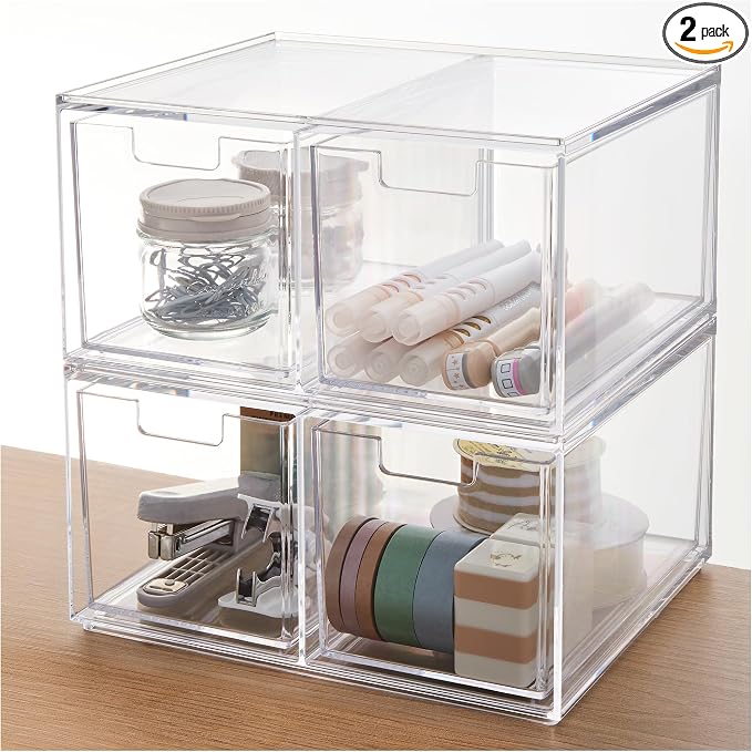 STORi Stackable Desk Organizer drawers, 4 Tall Drawers by STORi
