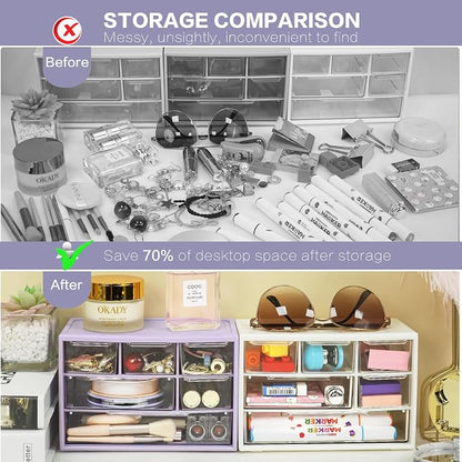 Desk Storage Organizer with 6 Mini Drawers, FODIENS Stackable Desktop Craft - Image 5