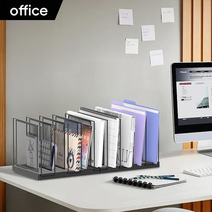 9-Section Desk File Organizer, Vertical File Holder, Mesh Desktop File Folder - Image 7