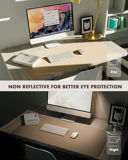 YSAGi Double-Sided Desk Mat, Eco Cork & Leather Desk Protector, Large Mouse Pad - Image 7
