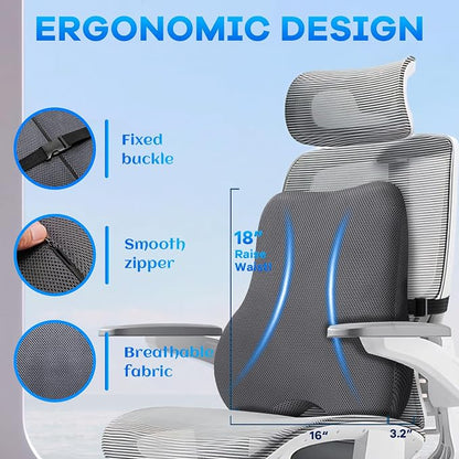 Gel Seat Cushion & Lumbar Support Pillow Set, Cooling Memory Foam - Image 3