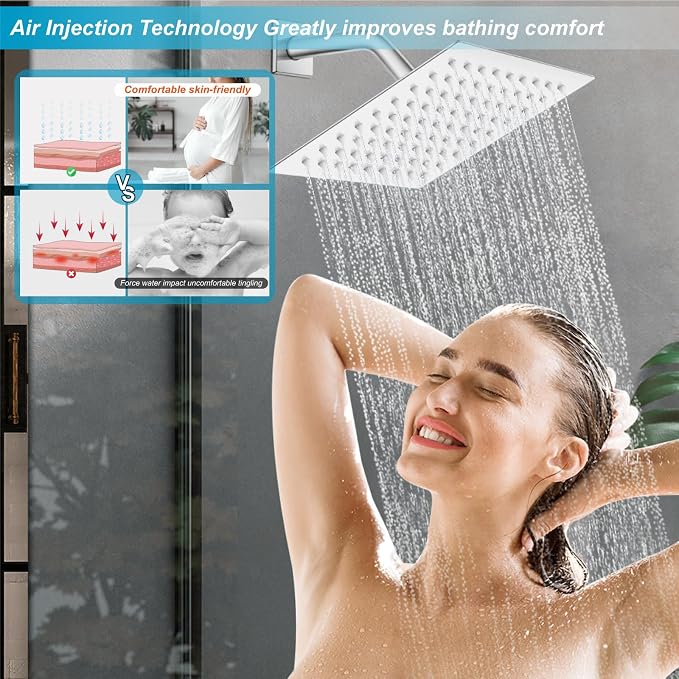 Midanya 3 Handle Tub Shower Faucet with Tub Spout,8-inch Rainfall Bathtub Rain Shower Faucet Set and Rough-in Valve Wall Mount Bathroom Trim Kit Shower System, Square Shower Head Polish Chrome - Image 8