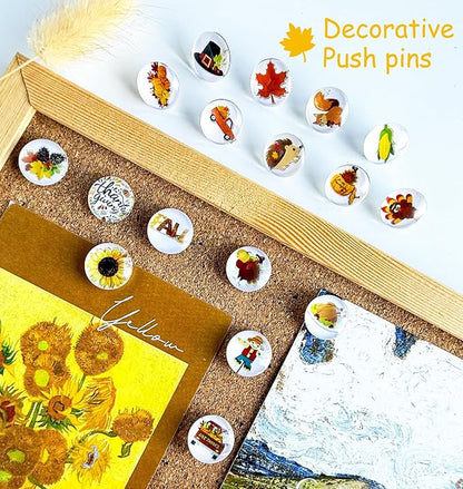 24Pcs Thanksgiving Decorative Push Pins Fall Theme Thumbtacks - Image 2