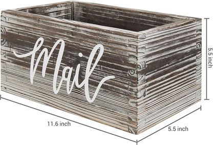 MyGift Mail Holder Storage Organizer Box Torched Wood - Image 4