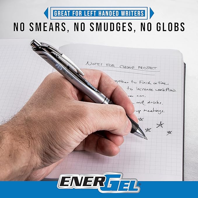 Pentel EnerGel RTX Retractable Liquid Gel Pen, Medium Line, Metal Tip, 8 Pack - Image 5