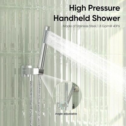 Esnbia Bathtub Shower Faucet Set, Rain Shower System with Tub Spout, 10 Inches Shower Heads with Handheld Spray Combo, Wall Mounted Shower Fixtures with Shower Valve kit, Chrome - Image 5